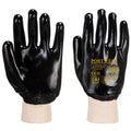 Black - Front - Portwest Unisex Adult A400 Knitted Cuff PVC Safety Gloves