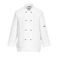 White - Front - Portwest Womens-Ladies Rachel Long-Sleeved Chef Jacket