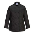 Black - Front - Portwest Womens-Ladies Rachel Long-Sleeved Chef Jacket
