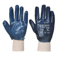 Navy - Front - Portwest Unisex Adult A300 Knitted Cuff Nitrile Safety Gloves