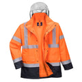 Orange-Navy - Front - Portwest Mens Hi-Vis 4 In 1 Safety Traffic Jacket