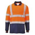 Orange-Navy - Front - Portwest Mens Contrast Hi-Vis Long-Sleeved Safety Polo Shirt