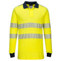 Yellow-Navy - Front - Portwest Mens PW3 Flame Resistant Hi-Vis Long-Sleeved Polo Shirt