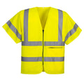 Yellow - Front - Portwest Mens Band & Brace Zip Front Short-Sleeved Hi-Vis Vest