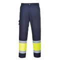 Yellow-Navy - Front - Portwest Mens Contrast Hi-Vis Work Trousers