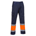 Orange-Navy - Front - Portwest Mens Contrast Hi-Vis Work Trousers