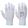 Grey - Front - Portwest Unisex Adult VA198 PU Fingertip Grip Gloves