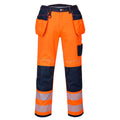 Orange-Navy - Front - Portwest Mens PW3 Hi-Vis Holster Pocket Safety Work Trousers