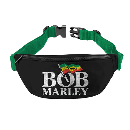 Black-Green - Front - RockSax Flag Bob Marley Waist Bag