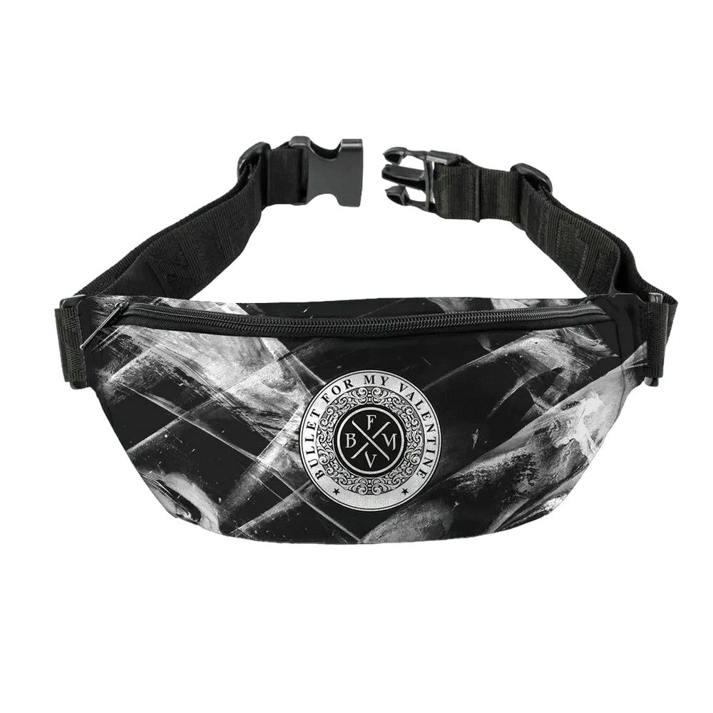 Black-White - Front - RockSax Circle Bullet For My Valentine Bum Bag