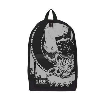 Black-White - Front - RockSax Knuckle Five Finger Death Punch Backpack