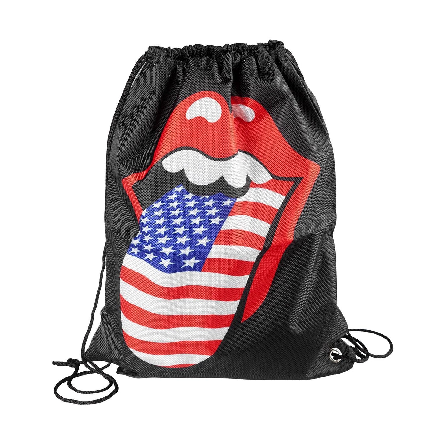 Black-Red-White - Front - RockSax USA Tongue The Rolling Stones Drawstring Bag