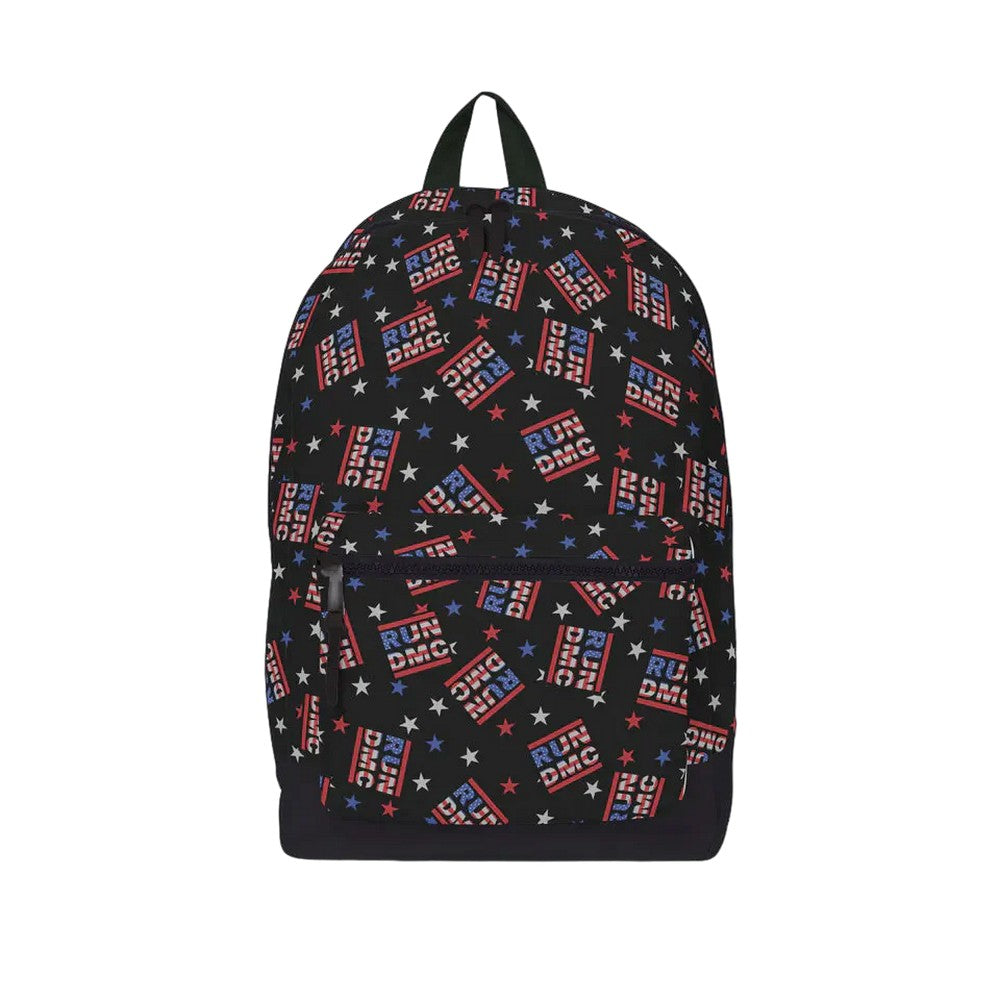 Black-Red-Blue - Front - RockSax USA Logo Run DMC Backpack