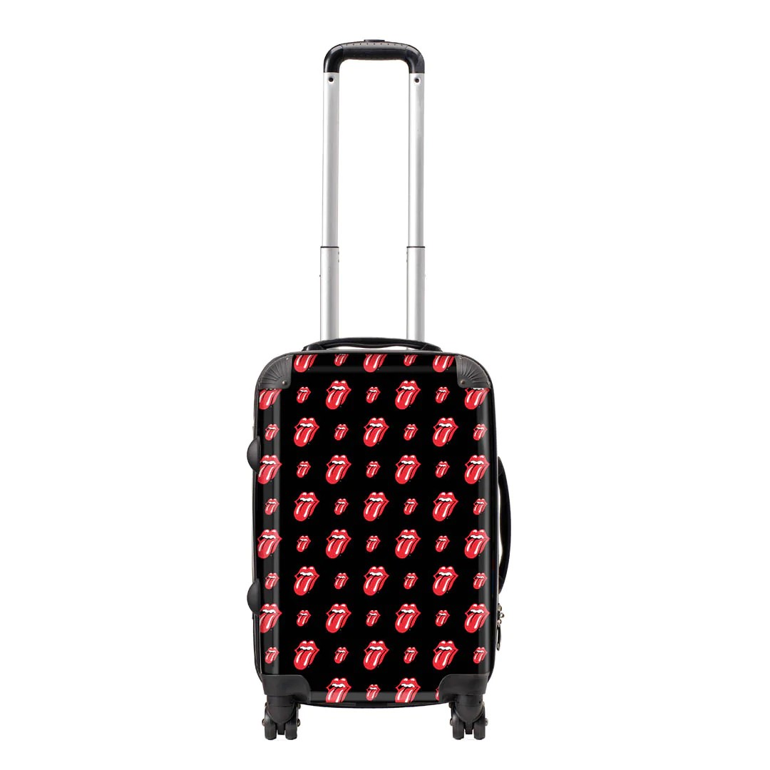Black-Red - Front - RockSax Tongue All Over Print The Rolling Stones Hardshell 4 Wheeled Cabin Bag