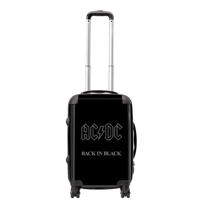 Black-White - Front - RockSax Back In Black AC-DC Hardshell 4 Wheeled Cabin Bag