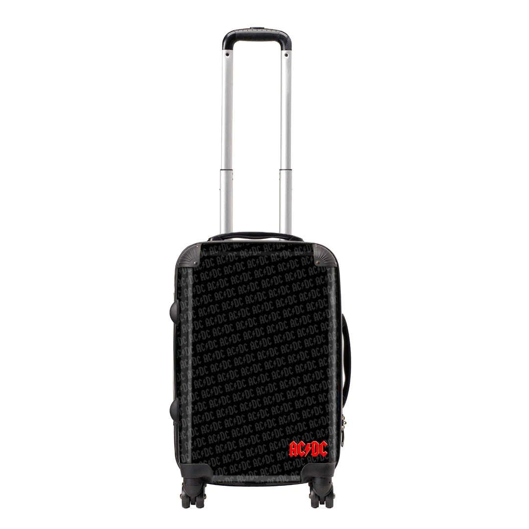 Black-Red - Front - RockSax Riff Raff AC-DC Hardshell 4 Wheeled Cabin Bag