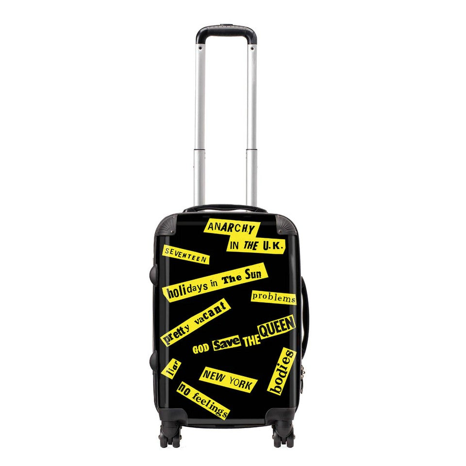 Black-Yellow - Front - RockSax Never Mind The Bollocks Sex Pistols Hardshell 4 Wheeled Cabin Bag