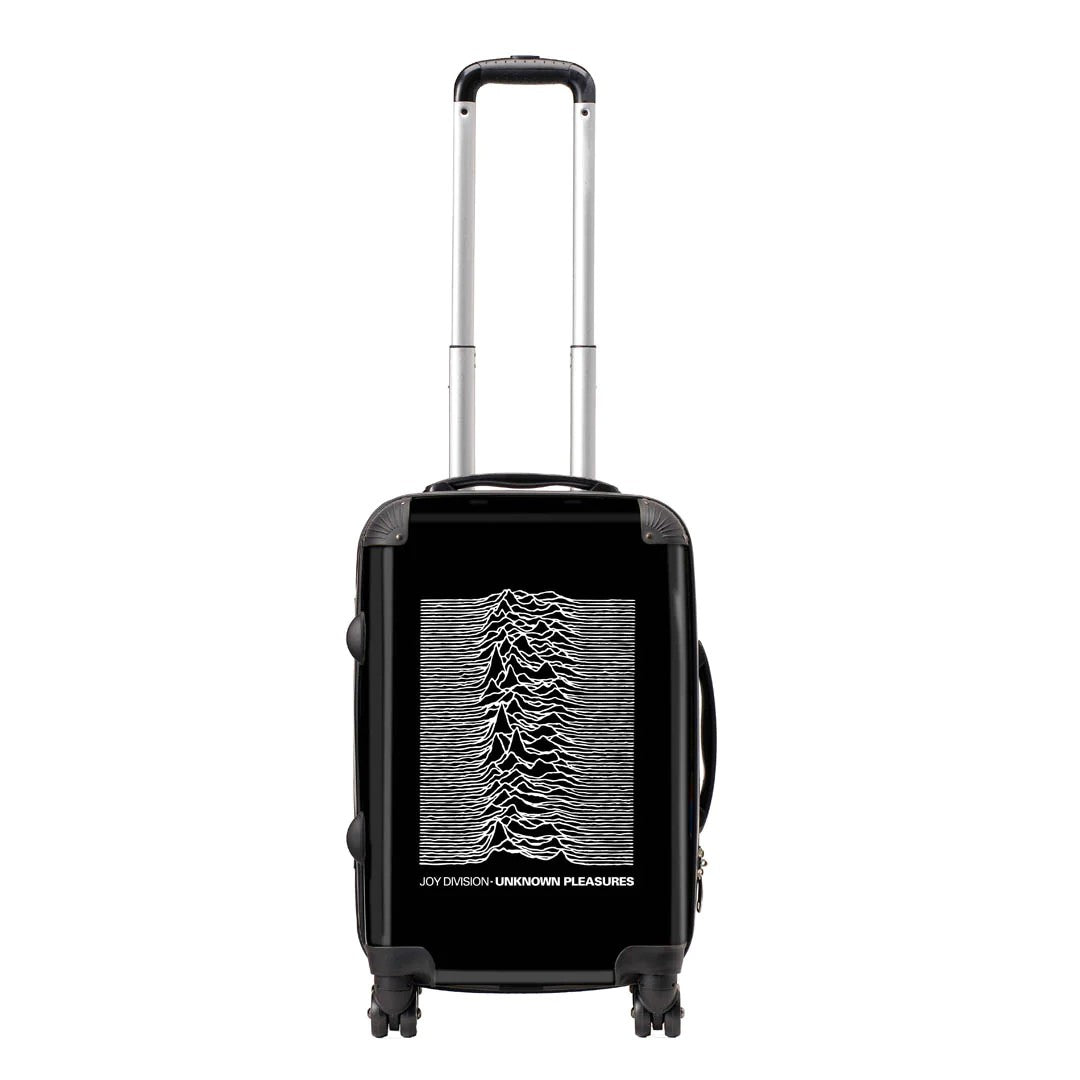 Black-White - Front - RockSax Unknown Pleasures Joy Division Hardshell 4 Wheeled Cabin Bag