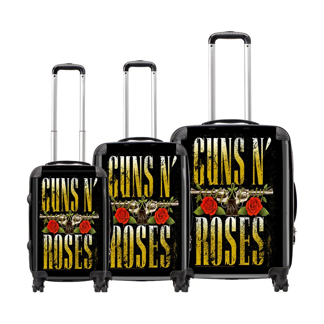 Black-Yellow-Red - Back - RockSax Guns N Roses Logo Hardshell 4 Wheeled Cabin Bag