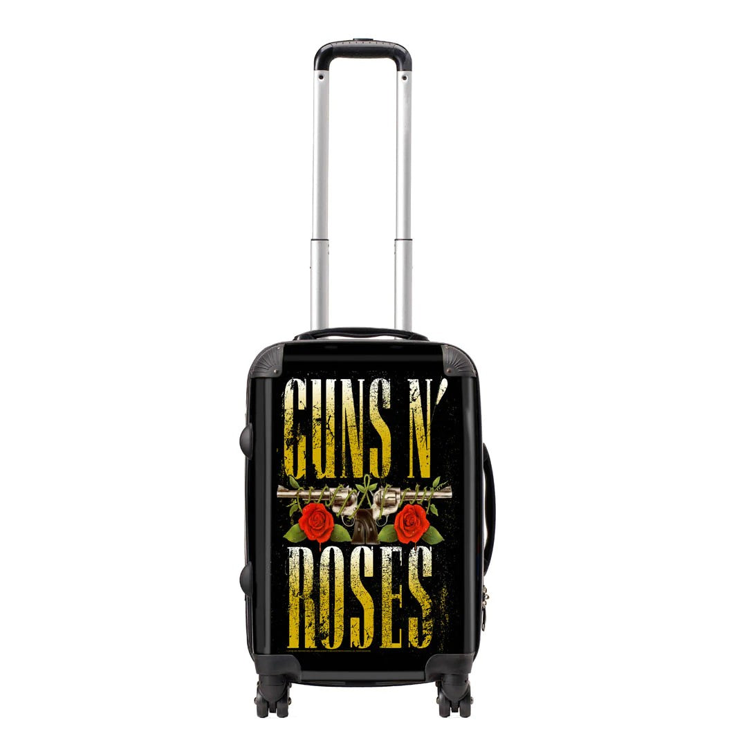 Black-Yellow-Red - Front - RockSax Guns N Roses Logo Hardshell 4 Wheeled Cabin Bag