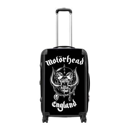 Black-White - Front - RockSax England Motorhead Hardshell 4 Wheeled Cabin Bag