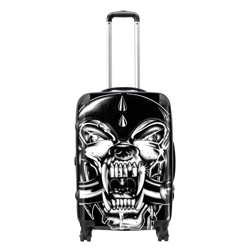 Black-White - Front - RockSax War Pig Zoom Motorhead Hardshell 4 Wheeled Cabin Bag