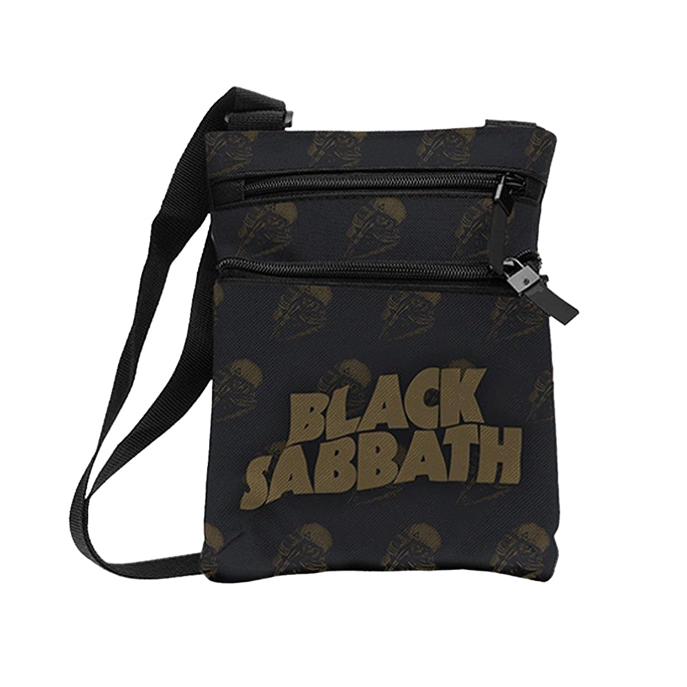 Black-Gold - Front - RockSax Never Say Die Repeated Black Sabbath Crossbody Bag
