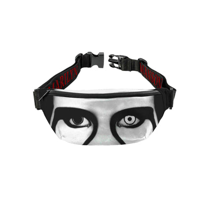 Black-Grey - Front - RockSax Red Lips Marilyn Manson Bum Bag