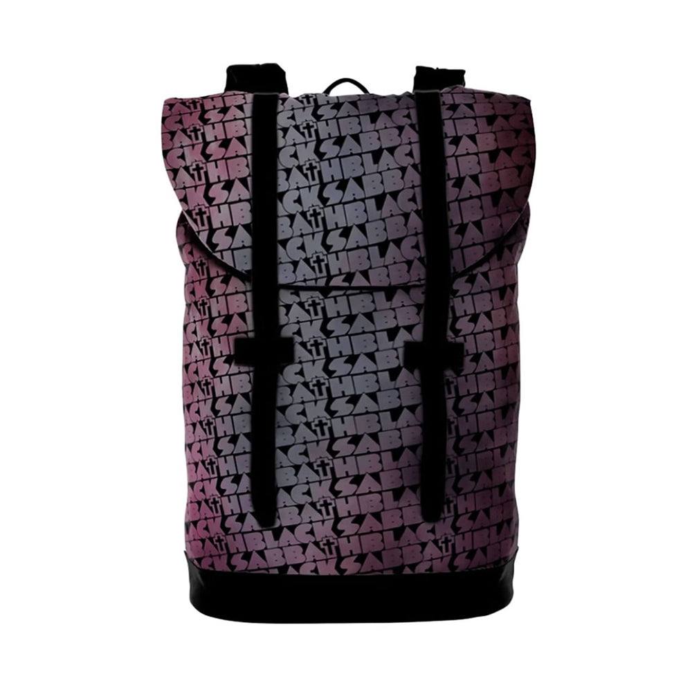 Black - Front - RockSax Distress Cross Black Sabbath Backpack