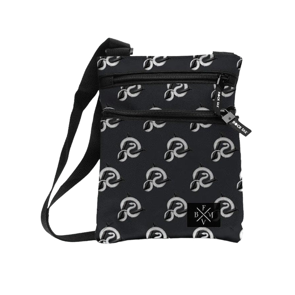 Black-White - Front - RockSax Gravity Pattern Bullet For My Valentine Crossbody Bag