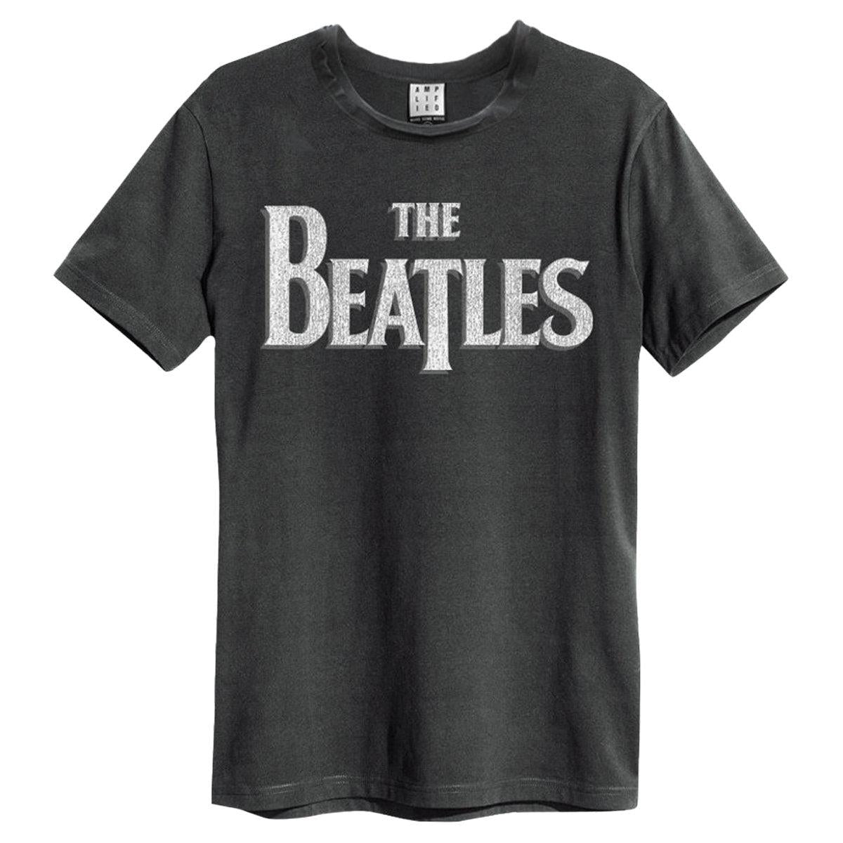 Black - Front - Amplified Unisex Adult The Beatles Vintage Logo T-Shirt