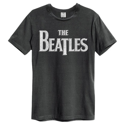Black - Front - Amplified Unisex Adult The Beatles Vintage Logo T-Shirt