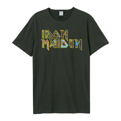 Black - Front - Amplified Unisex Adult Eddies Logo Iron Maiden Vintage T-Shirt
