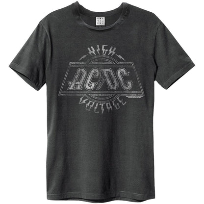 Charcoal - Front - Amplified Unisex Adult High Voltage AC-DC Vintage T-Shirt