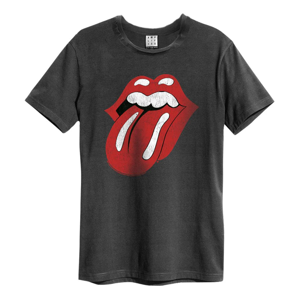 Black - Front - Amplified Unisex Adult Rainbow Tongue The Rolling Stones Vintage T-Shirt