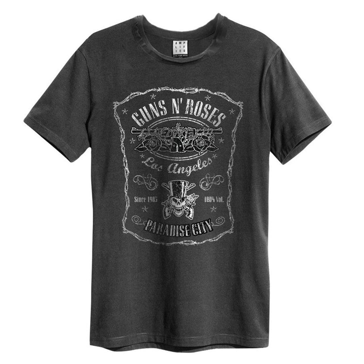 Charcoal - Front - Amplified Unisex Adult L.A Paradise City Guns N Roses Vintage T-Shirt