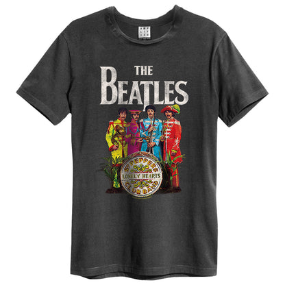 Black - Front - Amplified Unisex Adult Lonely Hearts The Beatles Vintage T-Shirt