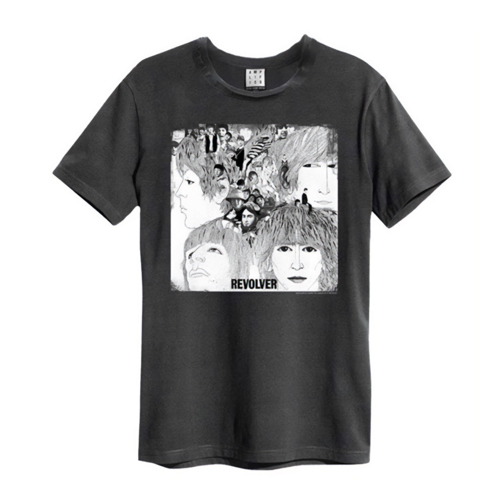 Charcoal - Front - Amplified Unisex Adult Revolver The Beatles Vintage T-Shirt