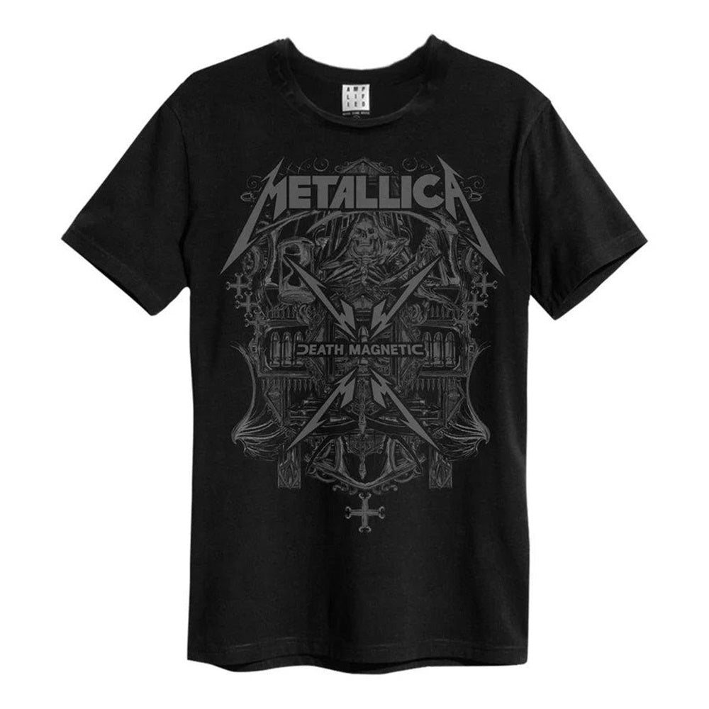 Black - Front - Amplified Unisex Adult Death Magnetic Metallica Vintage T-Shirt