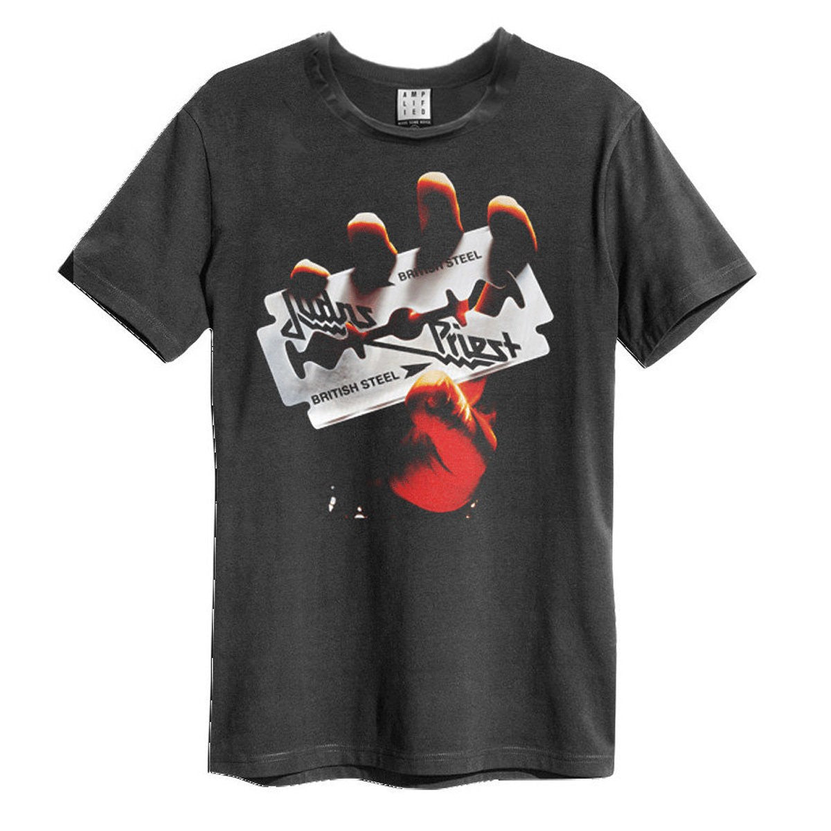 Black - Front - Amplified Unisex Adult British Steel Judas Priest Vintage T-Shirt