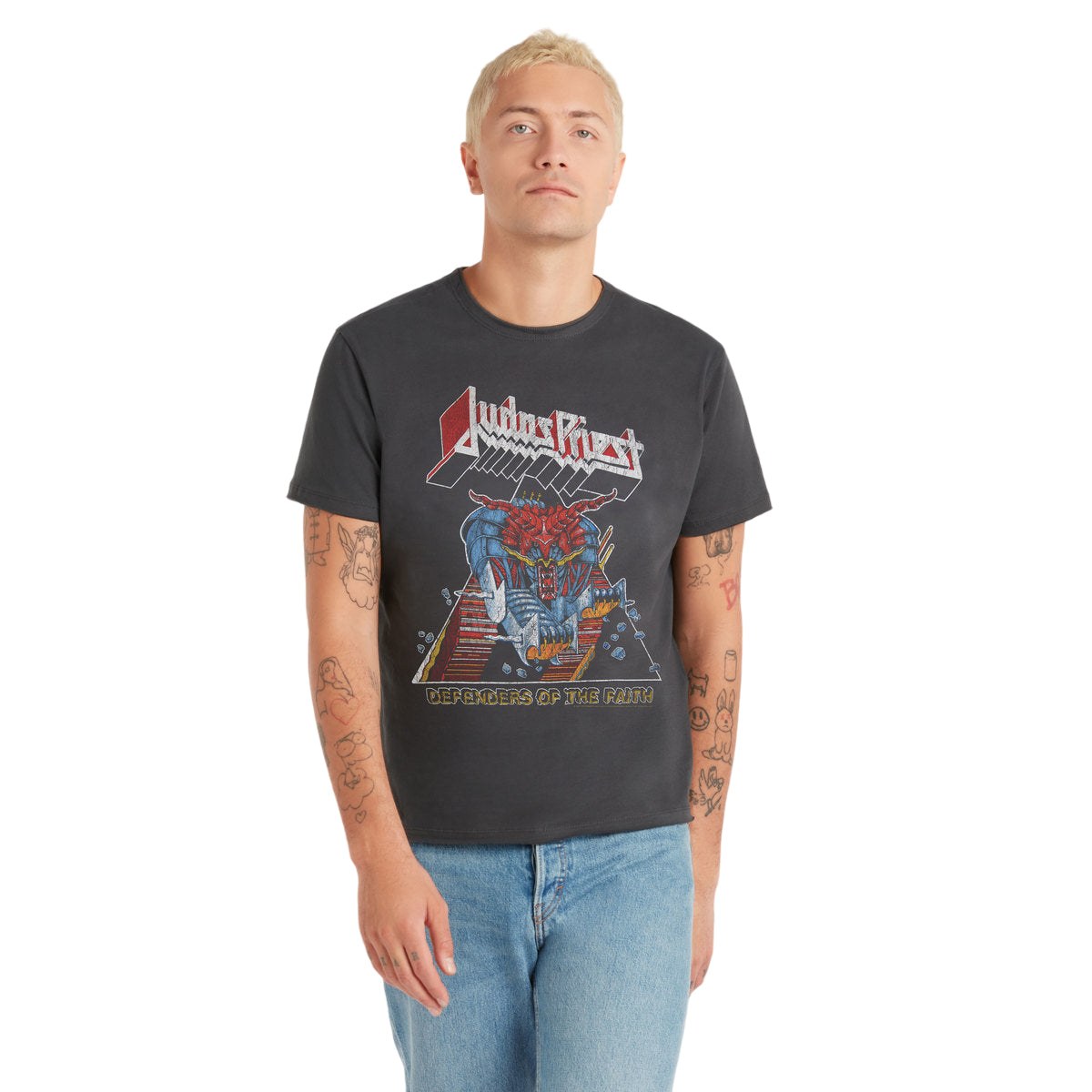 Charcoal - Back - Amplified Unisex Adult Defenders Of The Faith Judas Priest Vintage T-Shirt