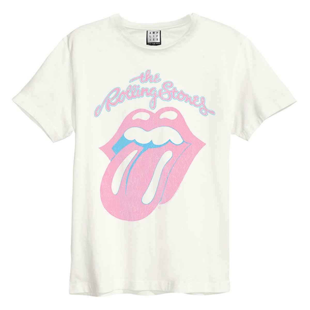 White - Front - Amplified Unisex Adult Washed Out The Rolling Stones Vintage T-Shirt