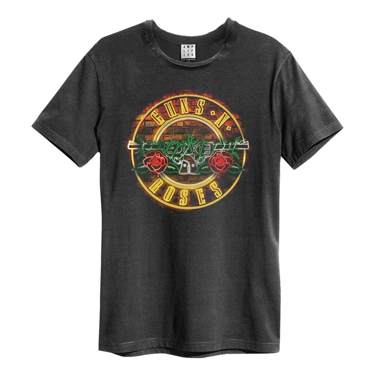 Black - Front - Amplified Unisex Adult Neon Sign Guns N Roses Vintage T-Shirt
