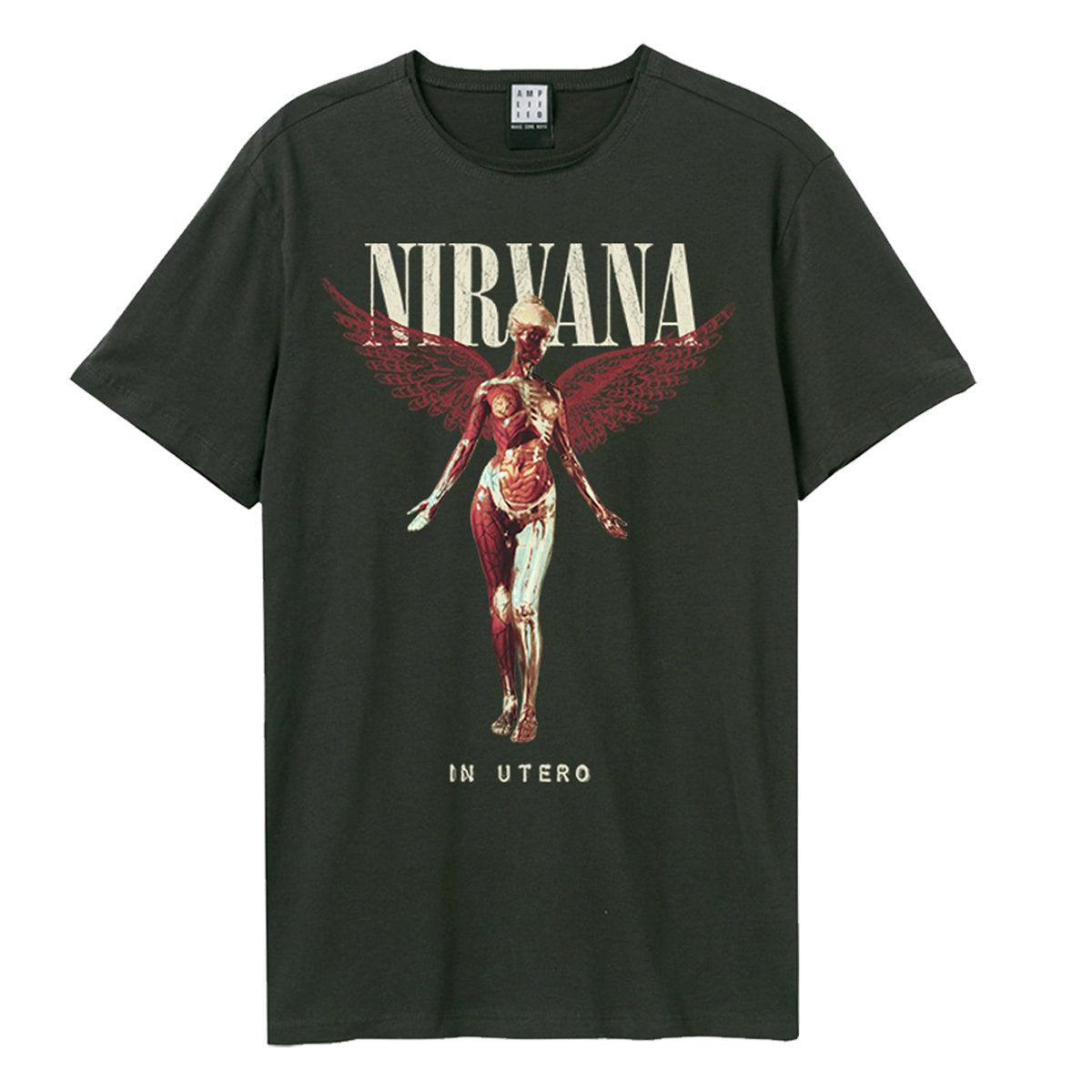 Black - Front - Amplified Unisex Adult In Utero Nirvana Vintage T-Shirt