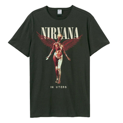 Black - Front - Amplified Unisex Adult In Utero Nirvana Vintage T-Shirt