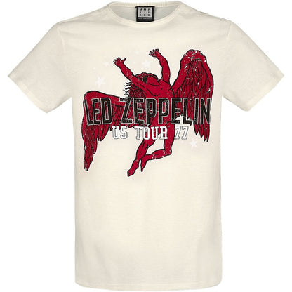 White - Front - Amplified Unisex Adult US Tour 77 Icarus Led Zeppelin Vintage T-Shirt