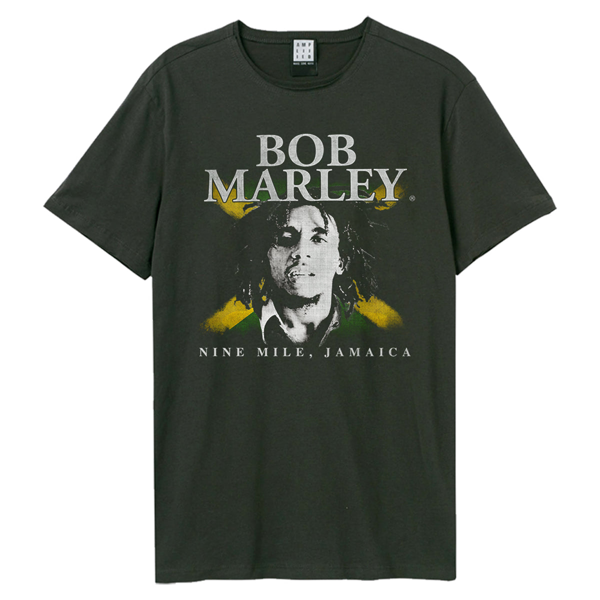 Charcoal - Front - Amplified Unisex Adult Nine Mile Bob Marley Vintage T-Shirt