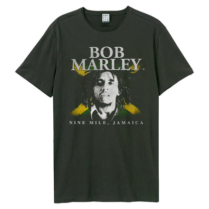Charcoal - Front - Amplified Unisex Adult Nine Mile Bob Marley Vintage T-Shirt