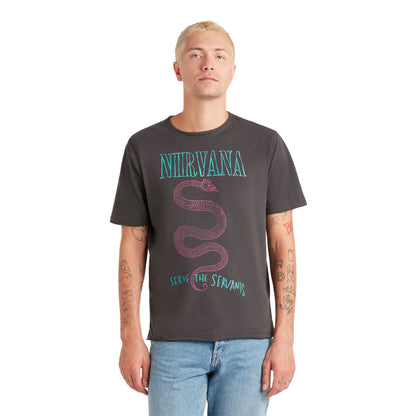 Black - Side - Amplified Unisex Adult Serve The Serpents Nirvana Vintage T-Shirt