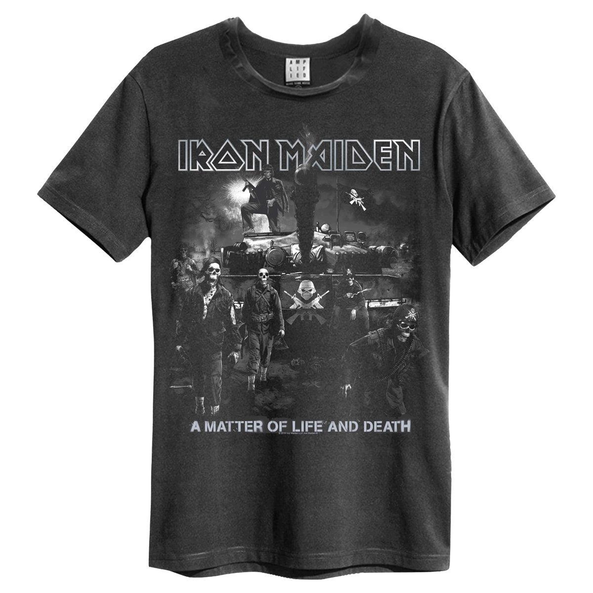 Black - Front - Amplified Unisex Adult Life Or Death Iron Maiden Vintage T-Shirt